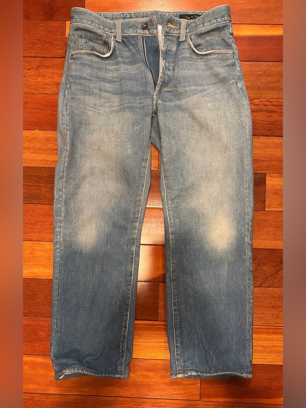 rag & bone Light Wash Baggy Jeans - Size 29 (Cropped)